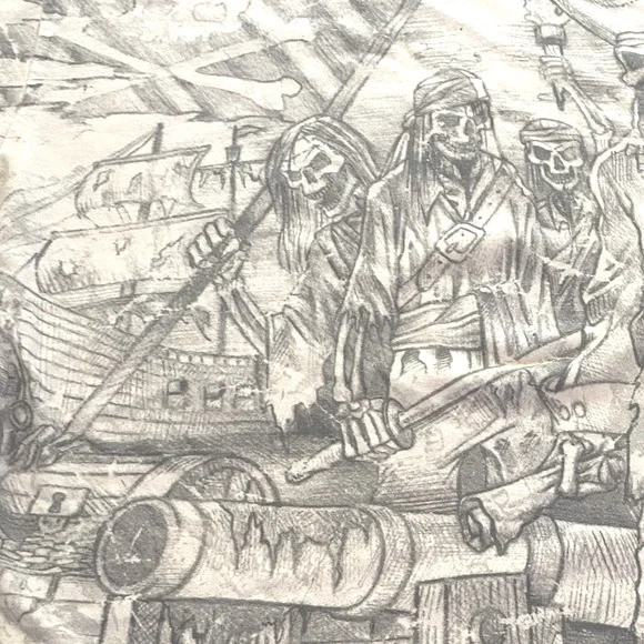Disneyland Vintage Pirates Of The Caribbean T Shirt Villains All Over Print - Picture 9 of 9